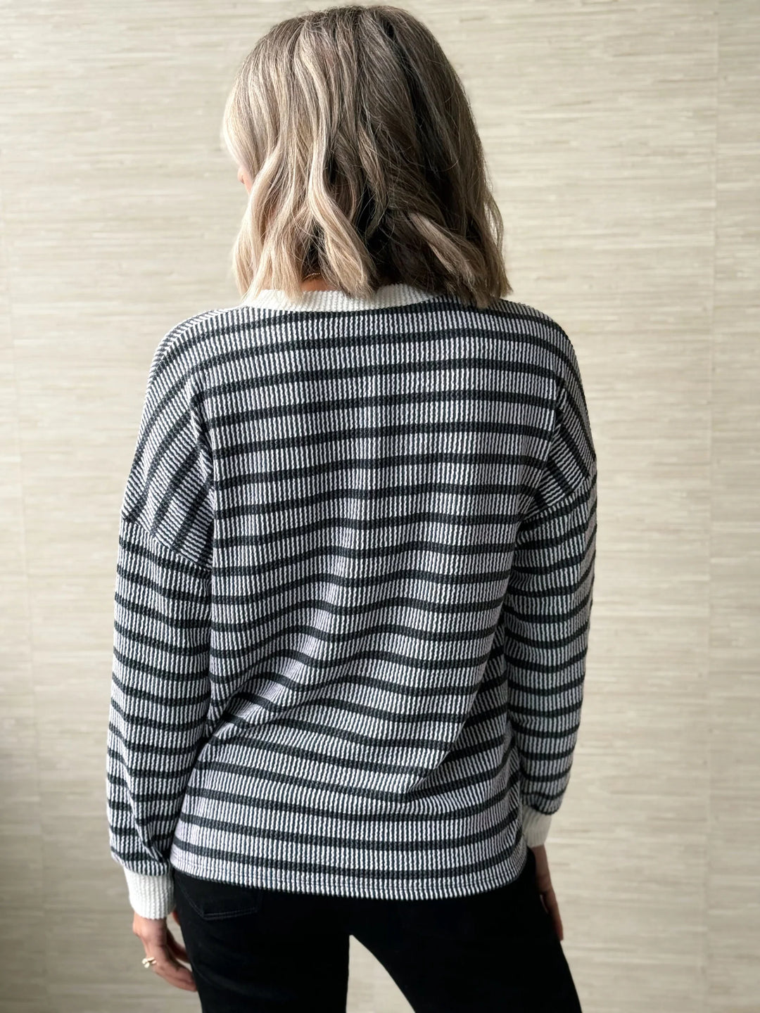Zen Rib Striped Lounge Set (Black)
