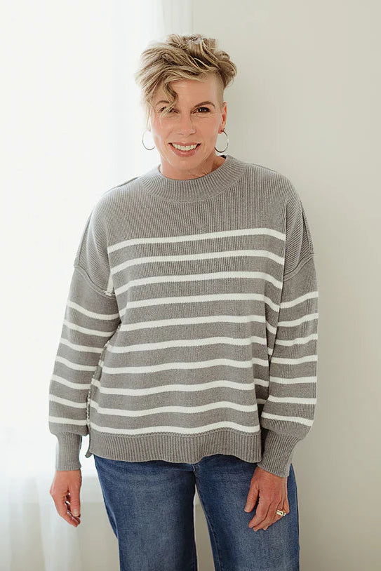 Zen Striped Arthur Sweater (Heather Grey)