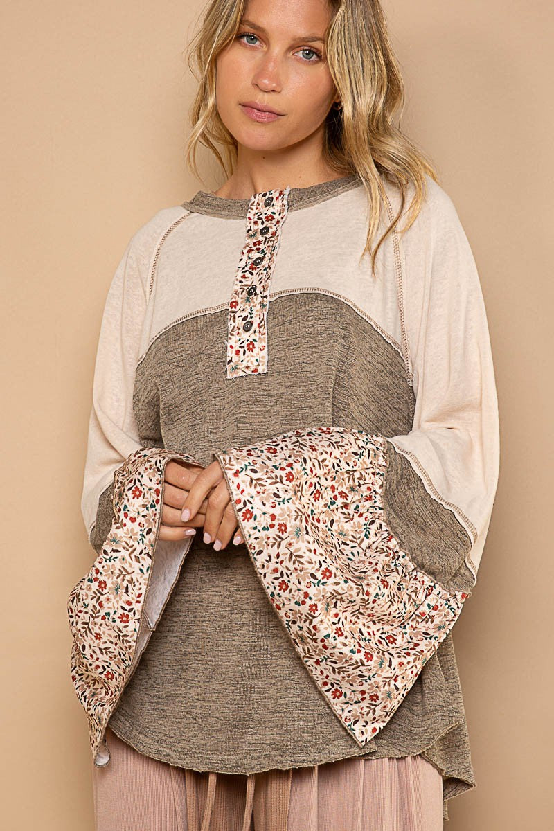 POL Floral Henley Shirt