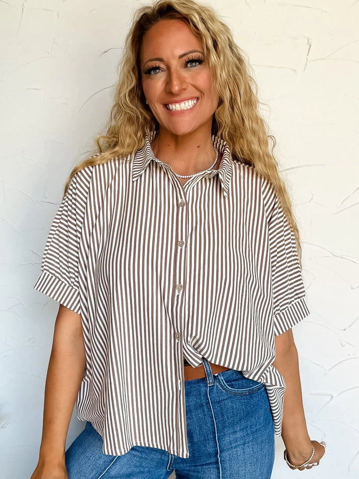 Zen Sunny Days Button Down Shirt (Mocha)
