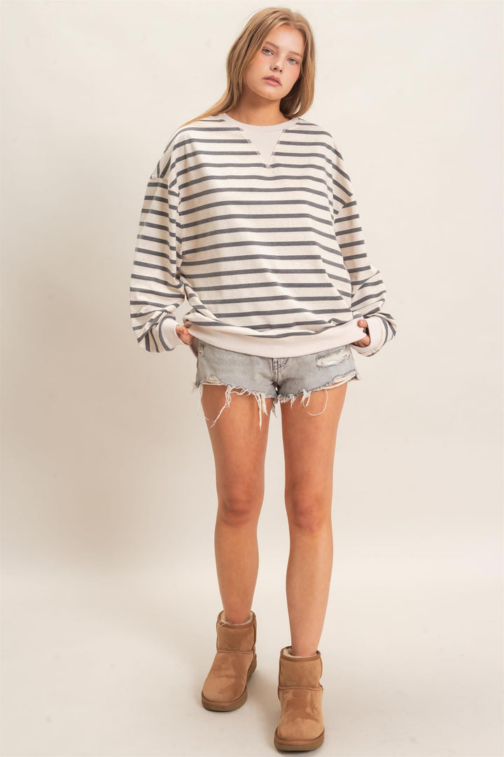 HYFVE Striped Sweatshirt (Grey/Ecru)