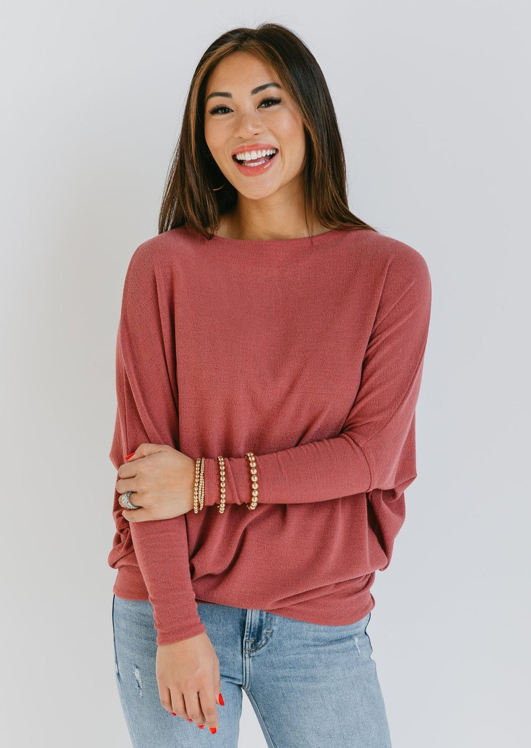 Jolie All Day Slouch Top (Dark Mauve)