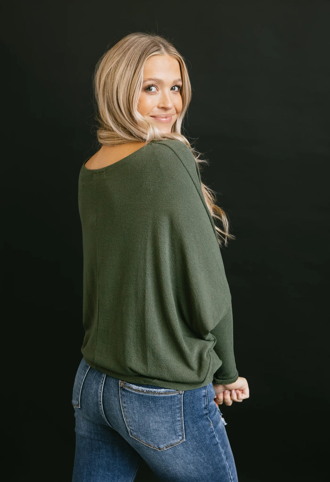 Jolie All Day Slouch Top (Dark Olive)