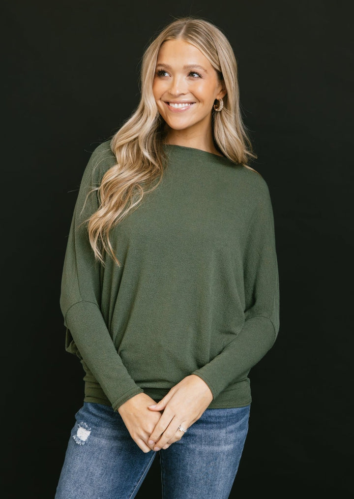 Jolie All Day Slouch Top (Dark Olive)