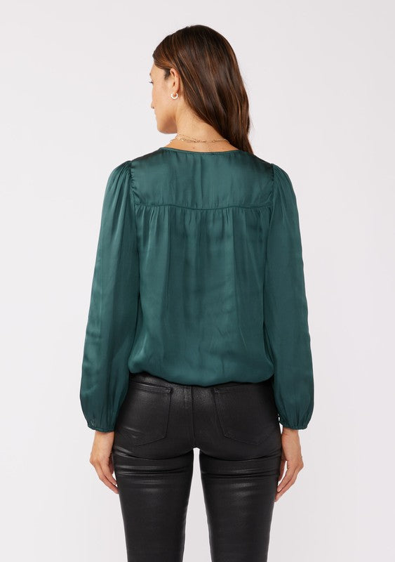 Lovestitch Satin Surplice Blouse (Teal)