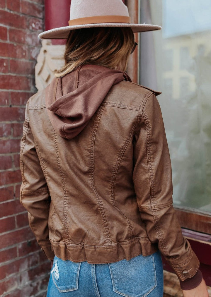 Girl Next Door Vegan Leather Jacket (Camel)