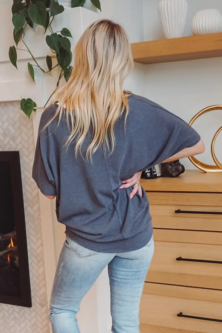 Jolie Slouchy Dolman Tee (Ash Grey)