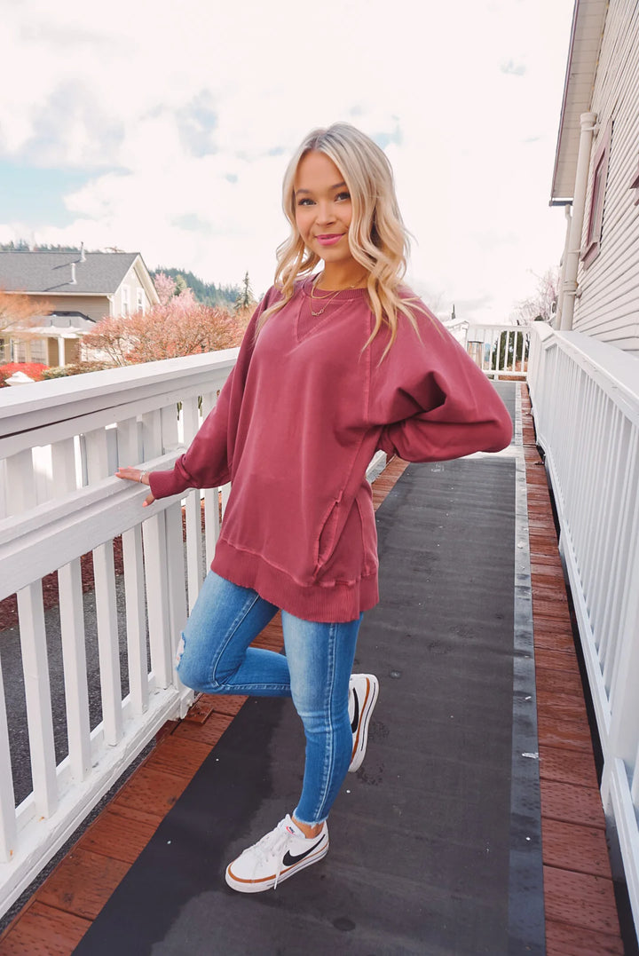 Zen French Terry Sweatshirt (Cabernet)