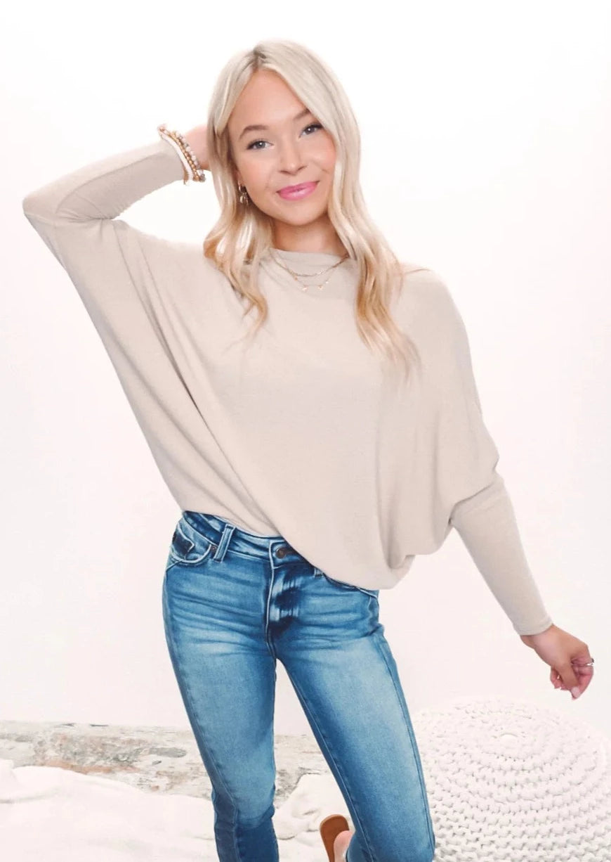 Jolie All Day Slouch Top (Taupe)