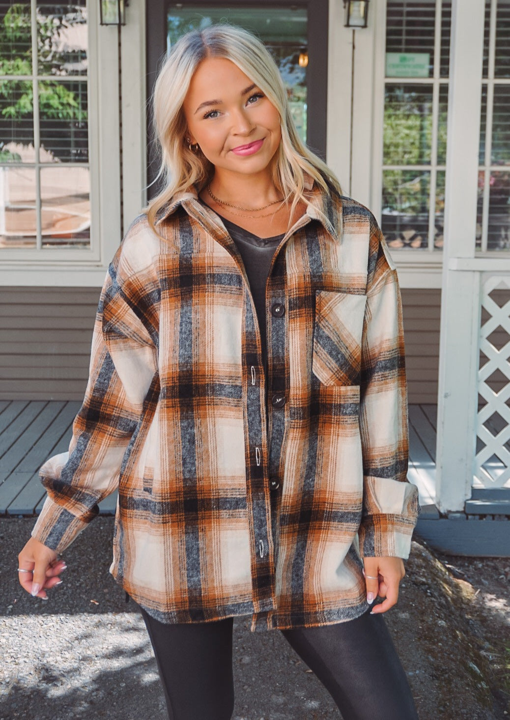 Zen Oversized Plaid Shacket (Camel)