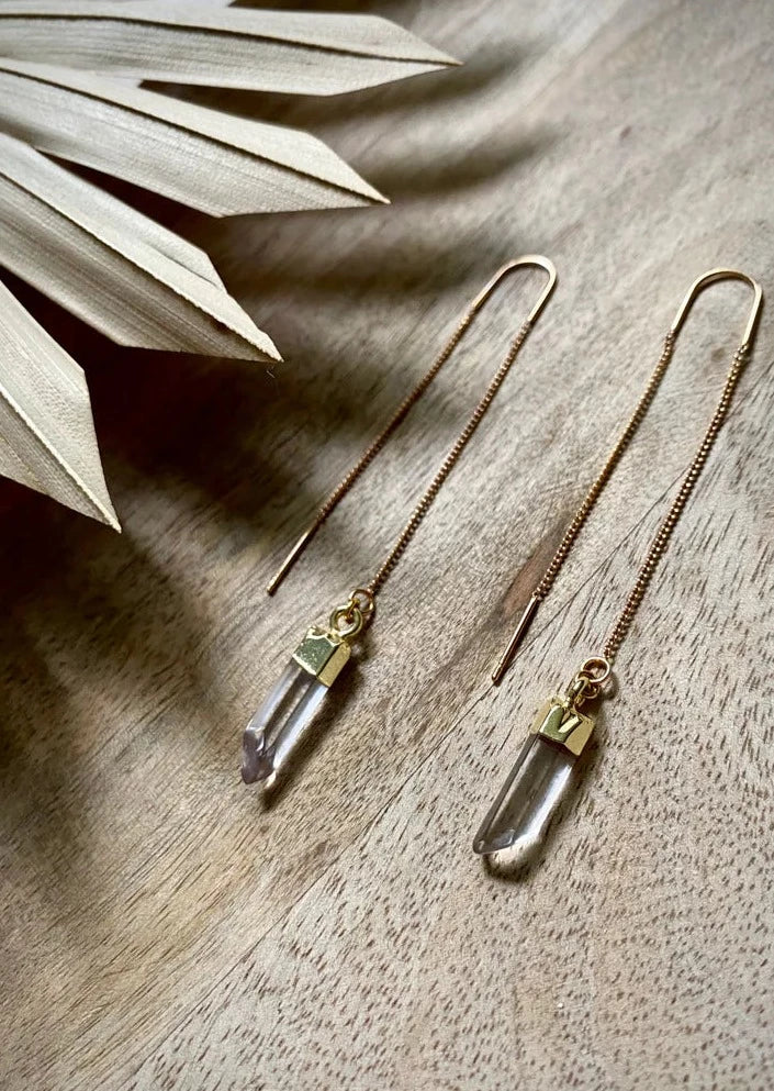  hypoallergenic ear threader earrings with quartz