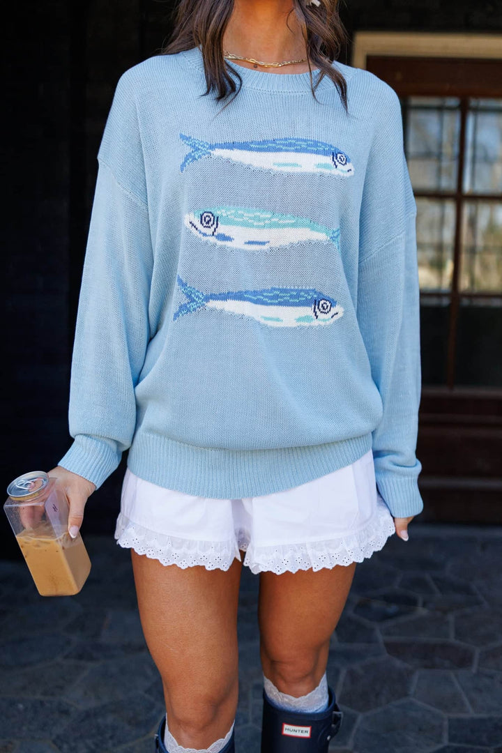 Sunday Edition Lightweight Fish Sweater (Light Blue)