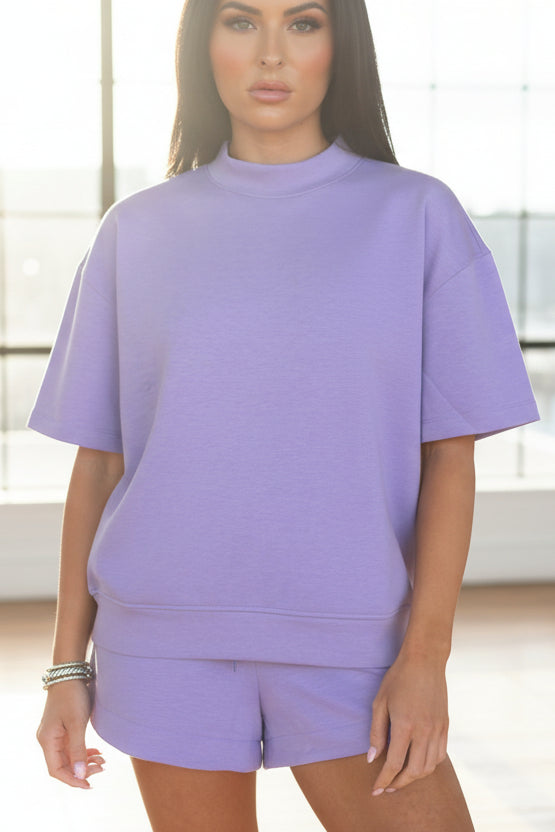 Zen Scuba Lounge Shorts Set (Lavender)