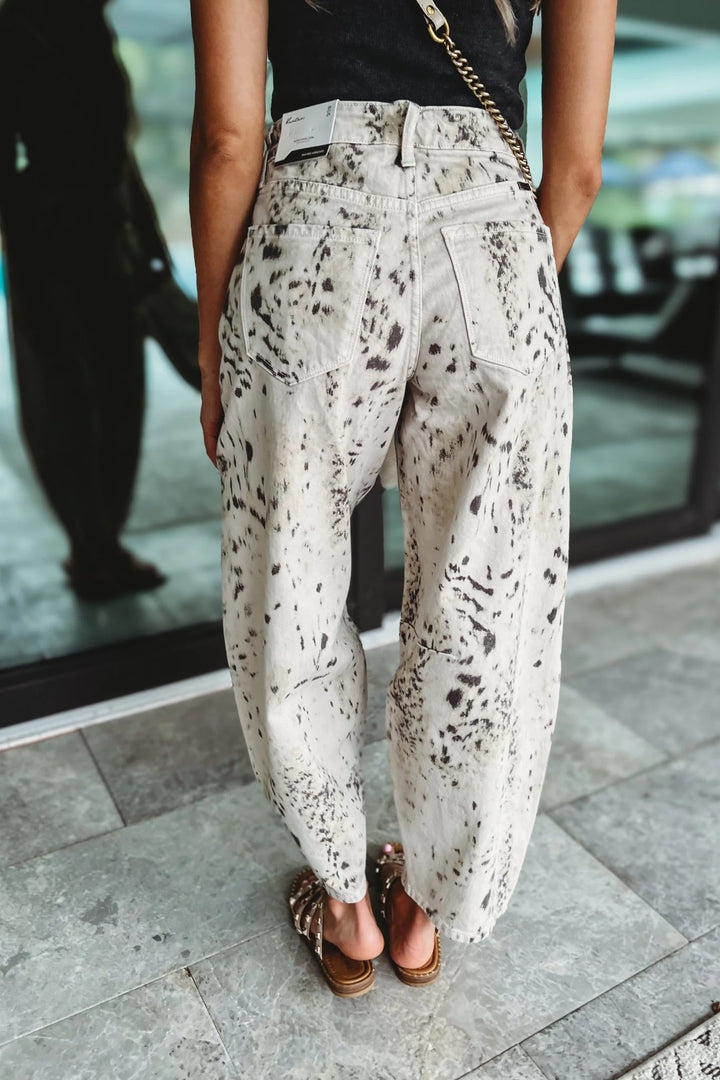 Kancan Zane Animal Print Barrel Jean