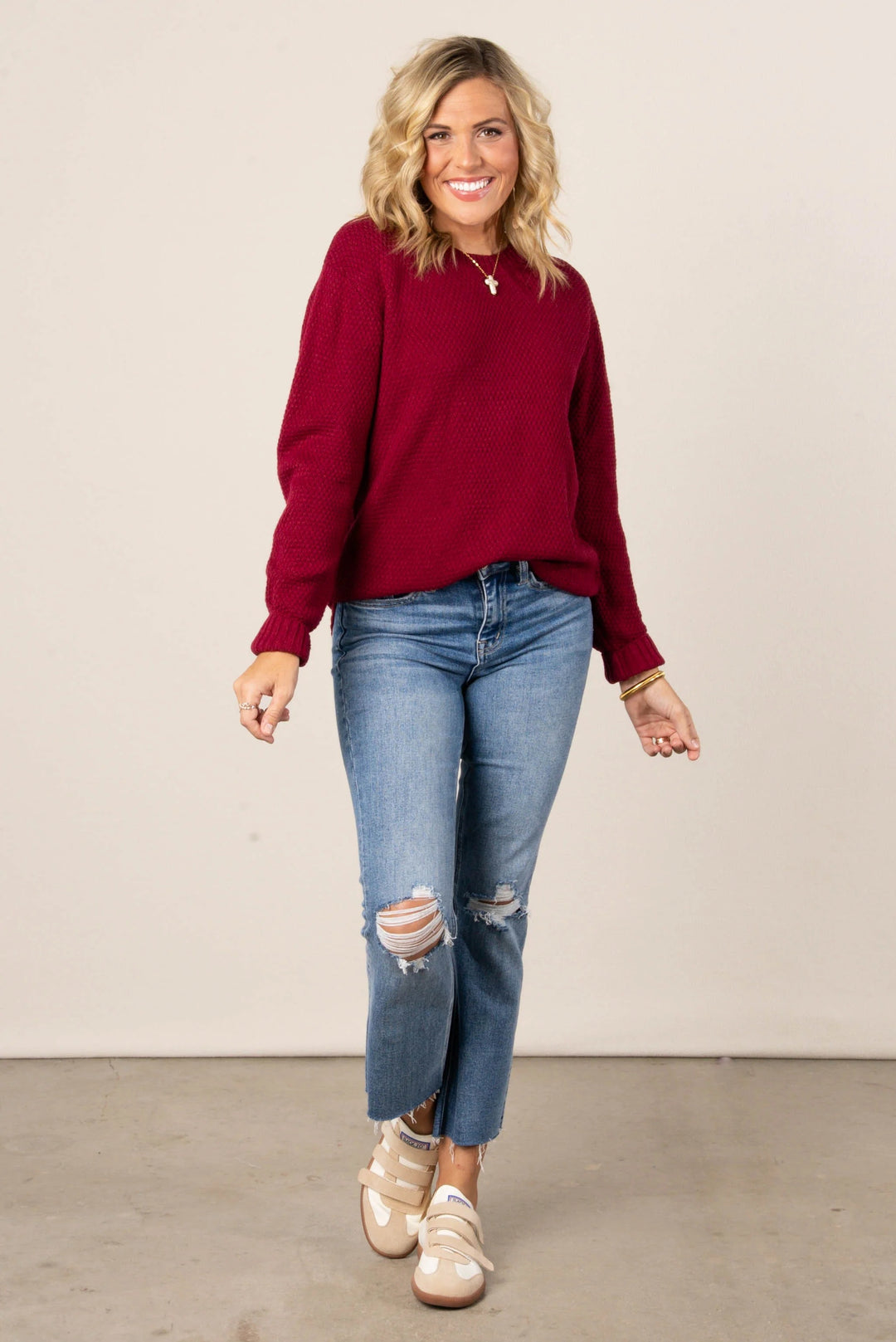 Zen Waffle Sweater (Cabernet)