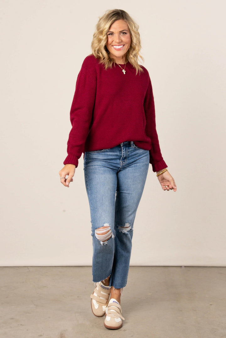 Zen Waffle Sweater (Cabernet)