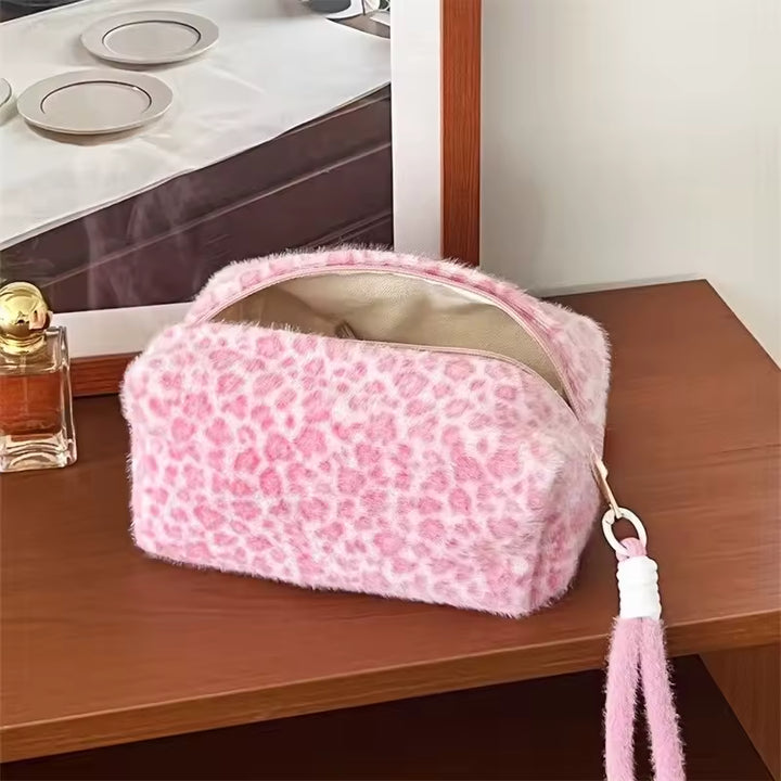 Plush Leopard Cosmetic Pouch (3 colours)