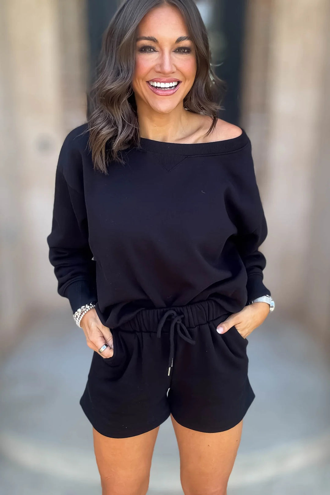 Zen Fleece Lounge Shorts Set (Black)