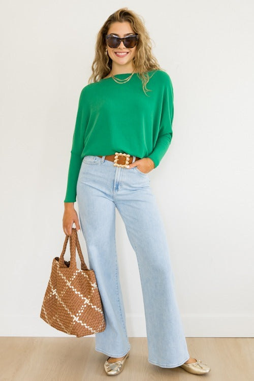 Jolie All Day Slouch Top (True Green)