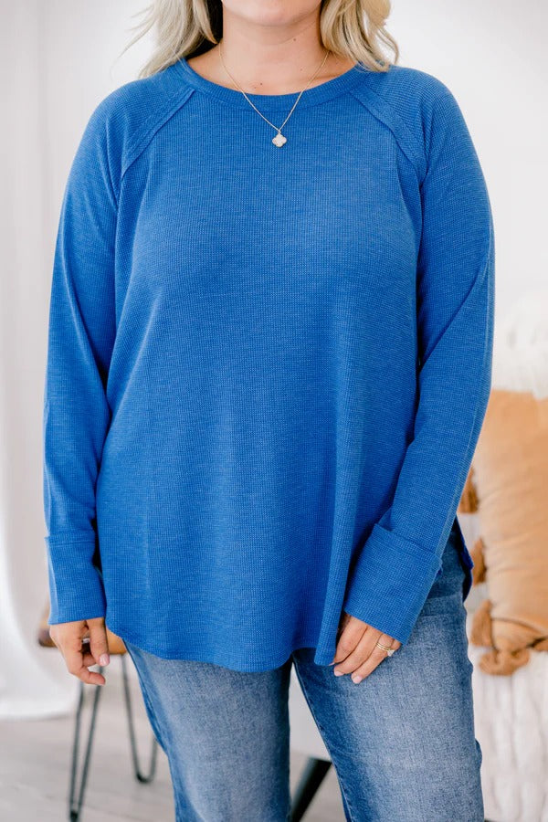 Zen Relaxed Waffle Top (Classic Blue)