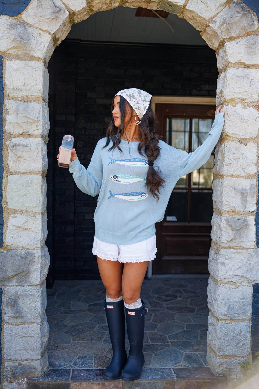 Sunday Edition Lightweight Fish Sweater (Light Blue)