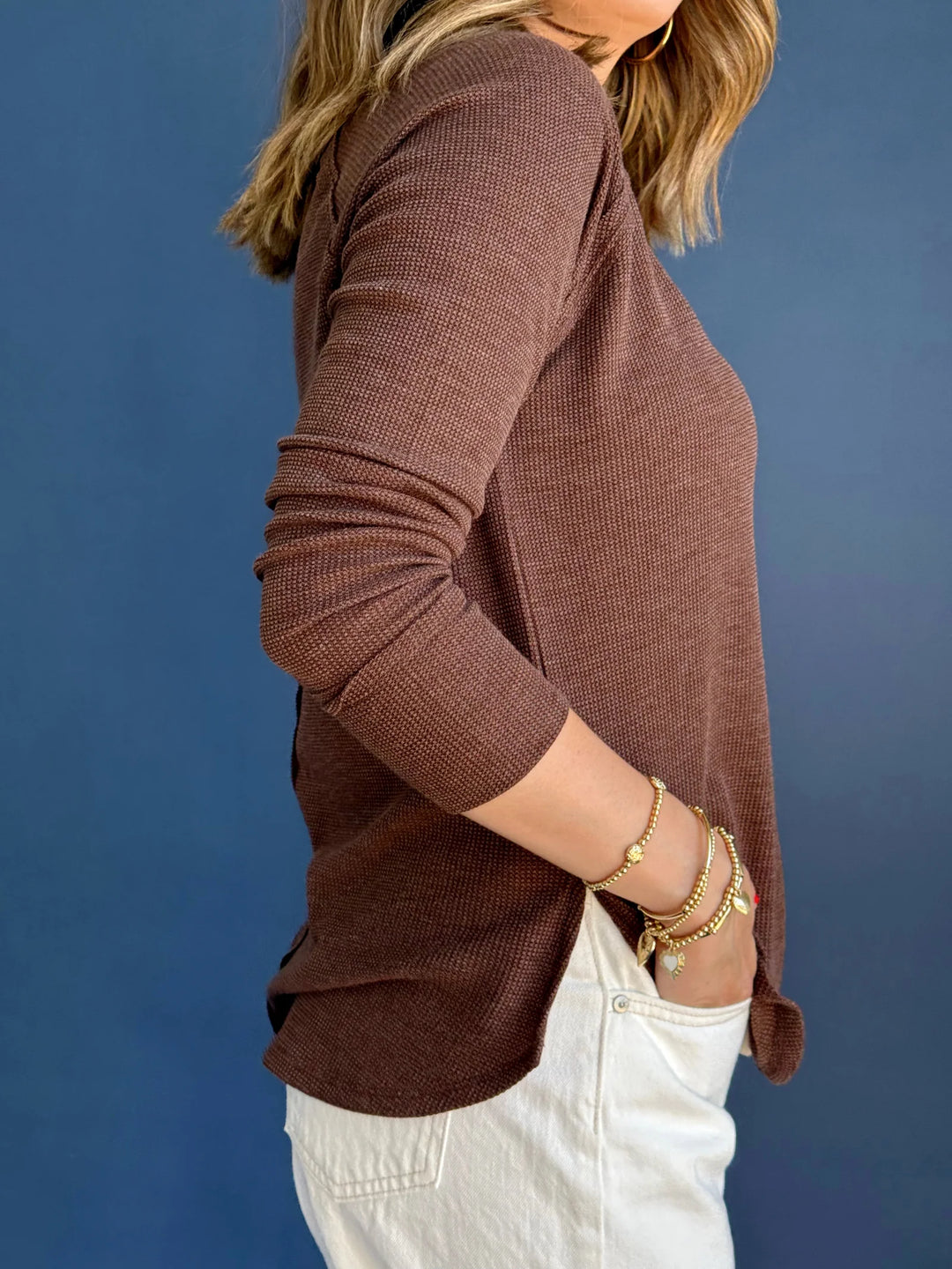 Zen Relaxed Waffle Top (Brown)