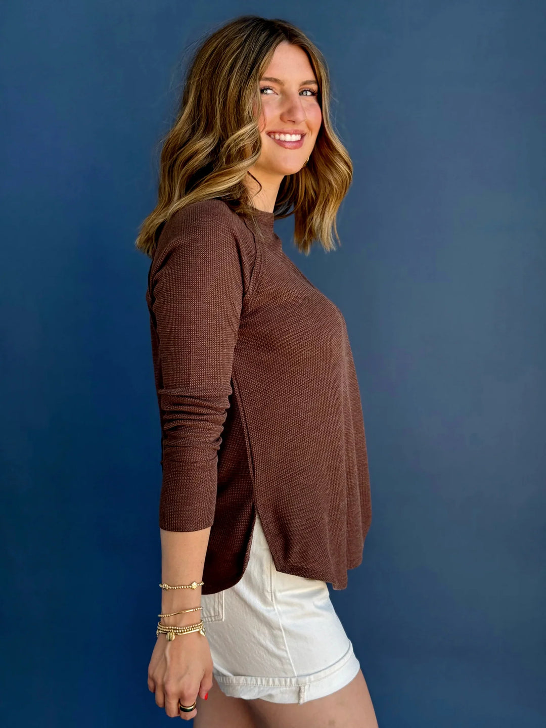 Zen Relaxed Waffle Top (Brown)