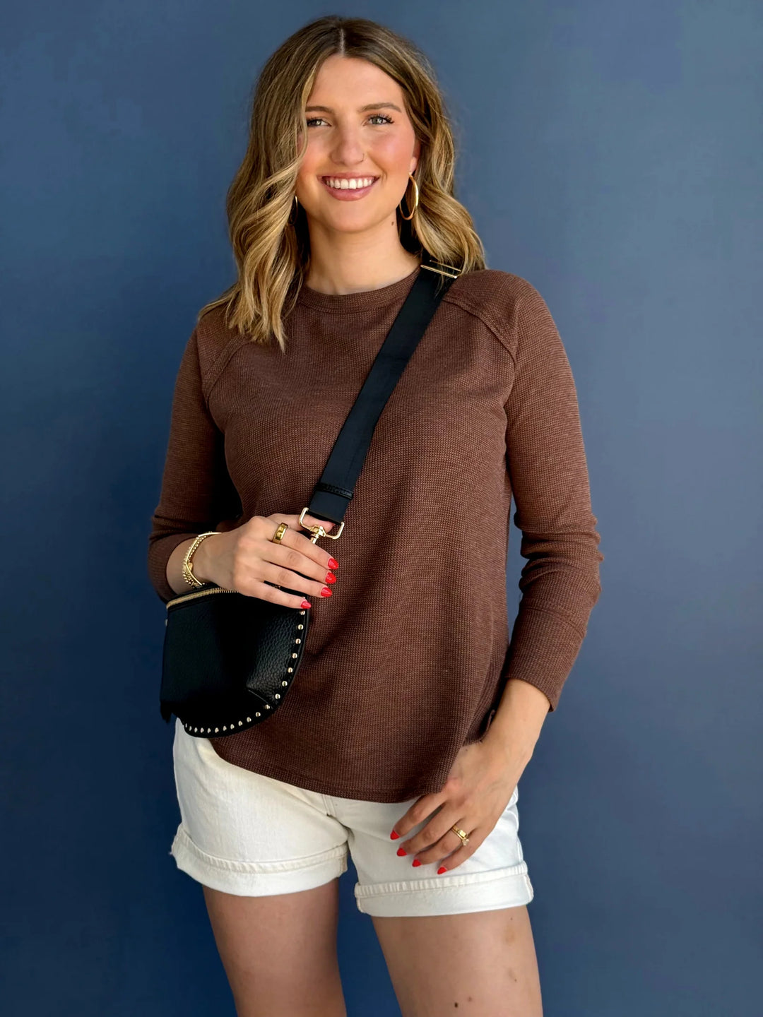 Zen Relaxed Waffle Top (Brown)