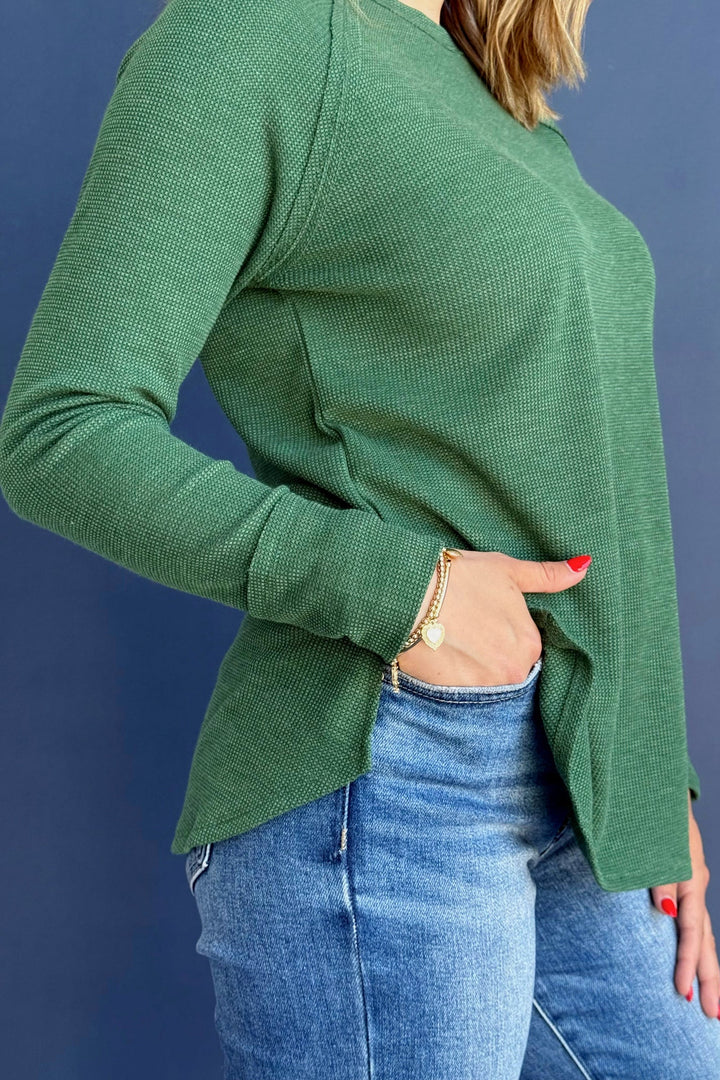 Zen Relaxed Waffle Top (Dark Green)