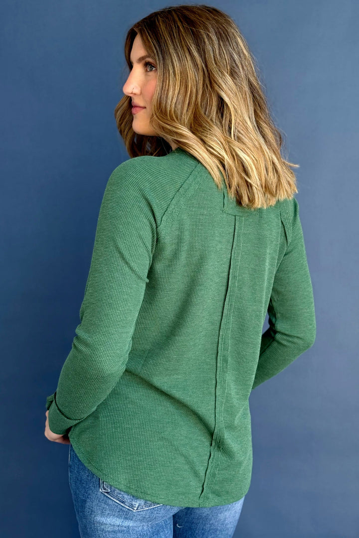 Zen Relaxed Waffle Top (Dark Green)