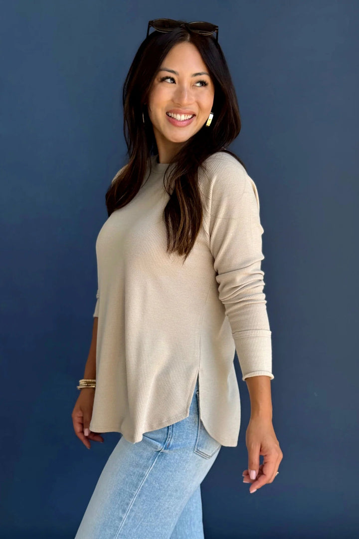 Zen Relaxed Waffle Top (Light Mocha)