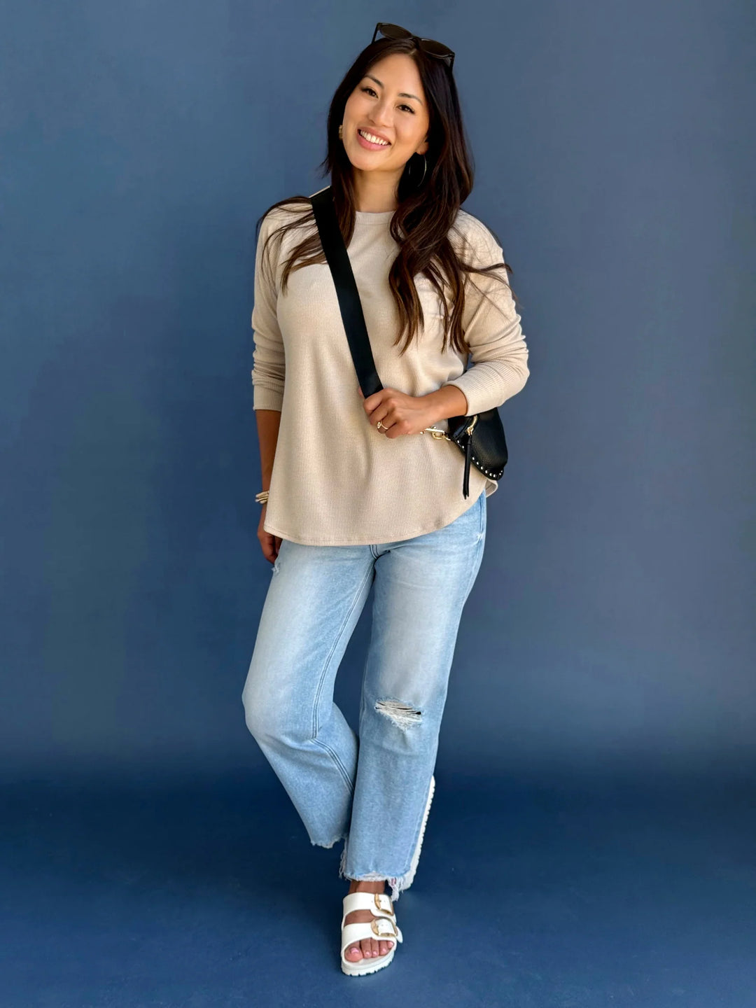 Zen Relaxed Waffle Top (Light Mocha)