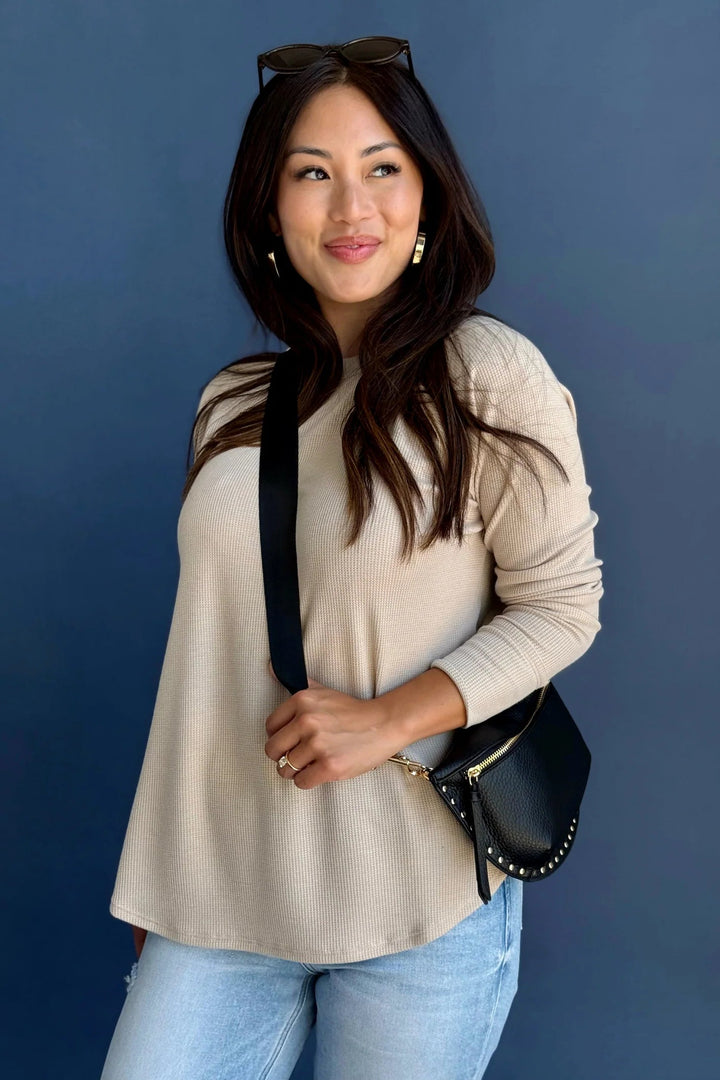 Zen Relaxed Waffle Top (Light Mocha)