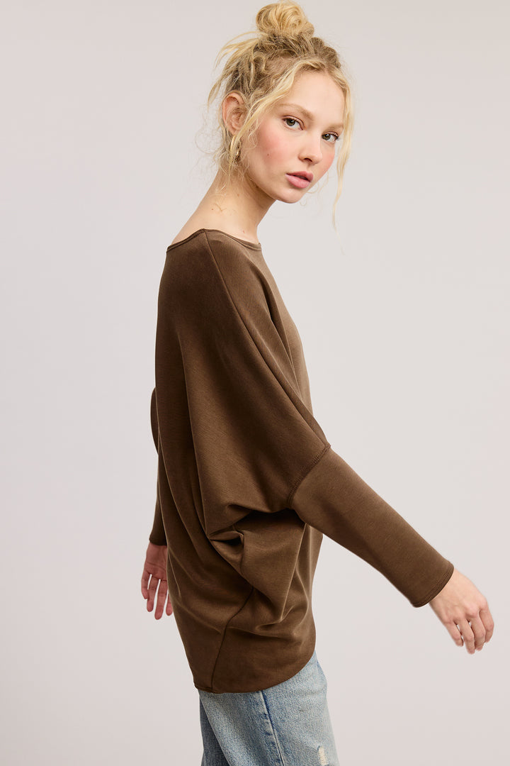 Jolie Scuba Slouch Top (Brown)