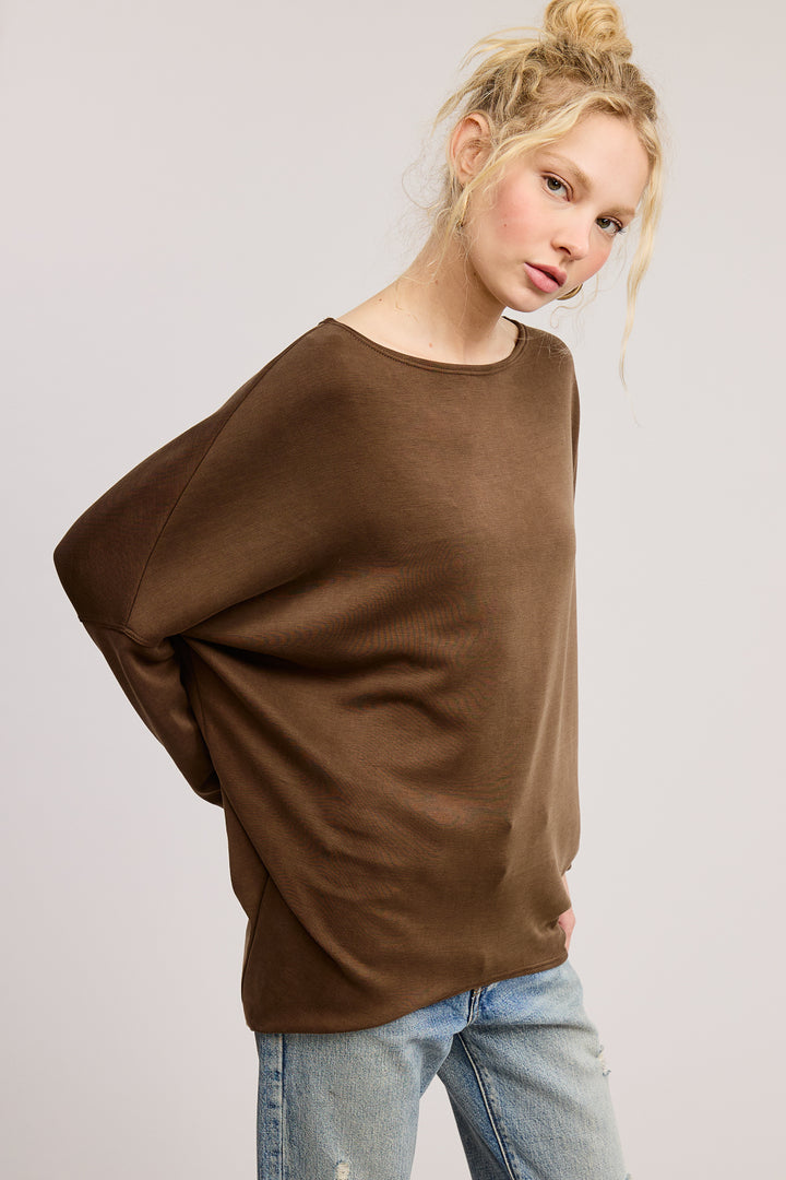 Jolie Scuba Slouch Top (Brown)