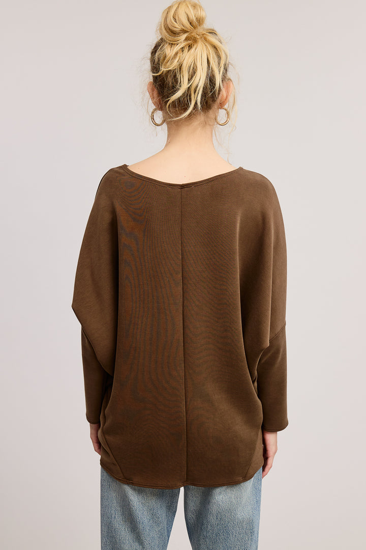 Jolie Scuba Slouch Top (Brown)