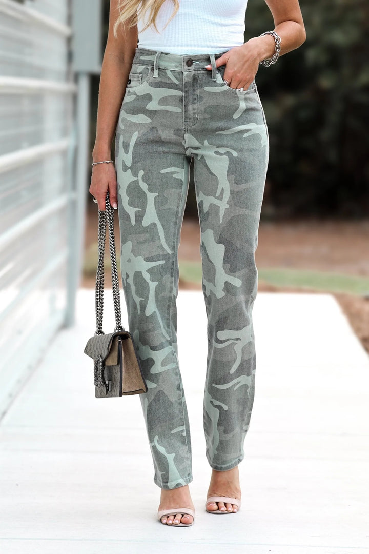 Kancan Camo Straight Leg Jean