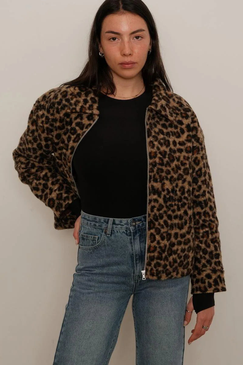 Kuwalla Leopard Sherpa Shacket