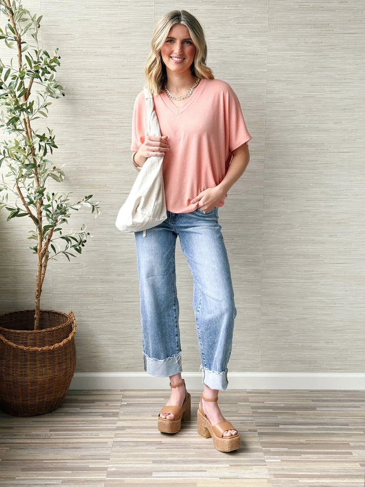 Jolie Slouchy Dolman Tee (Blush)