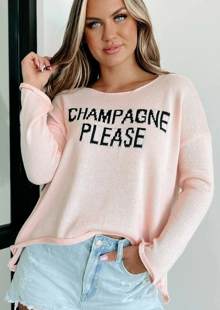 My Cozy Champagne Please Sweater (Blush)