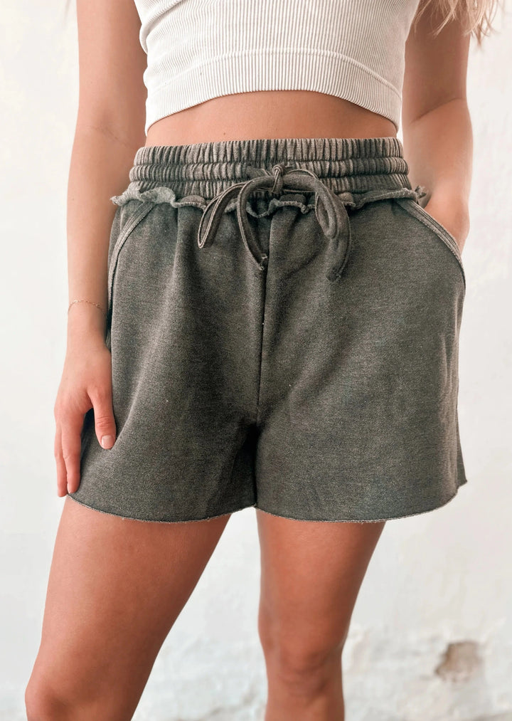 Zen Cotton Blend Sweat Shorts (Ash Black)