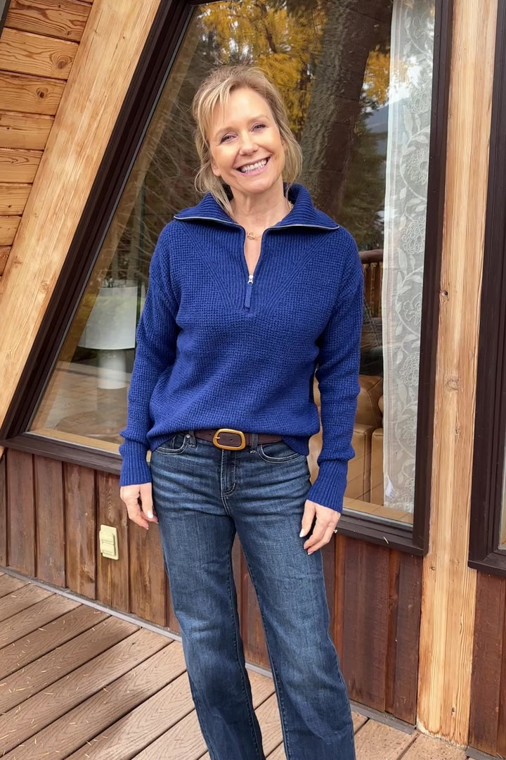 Zen Oxford Knit Zip Sweater (Royal Blue)