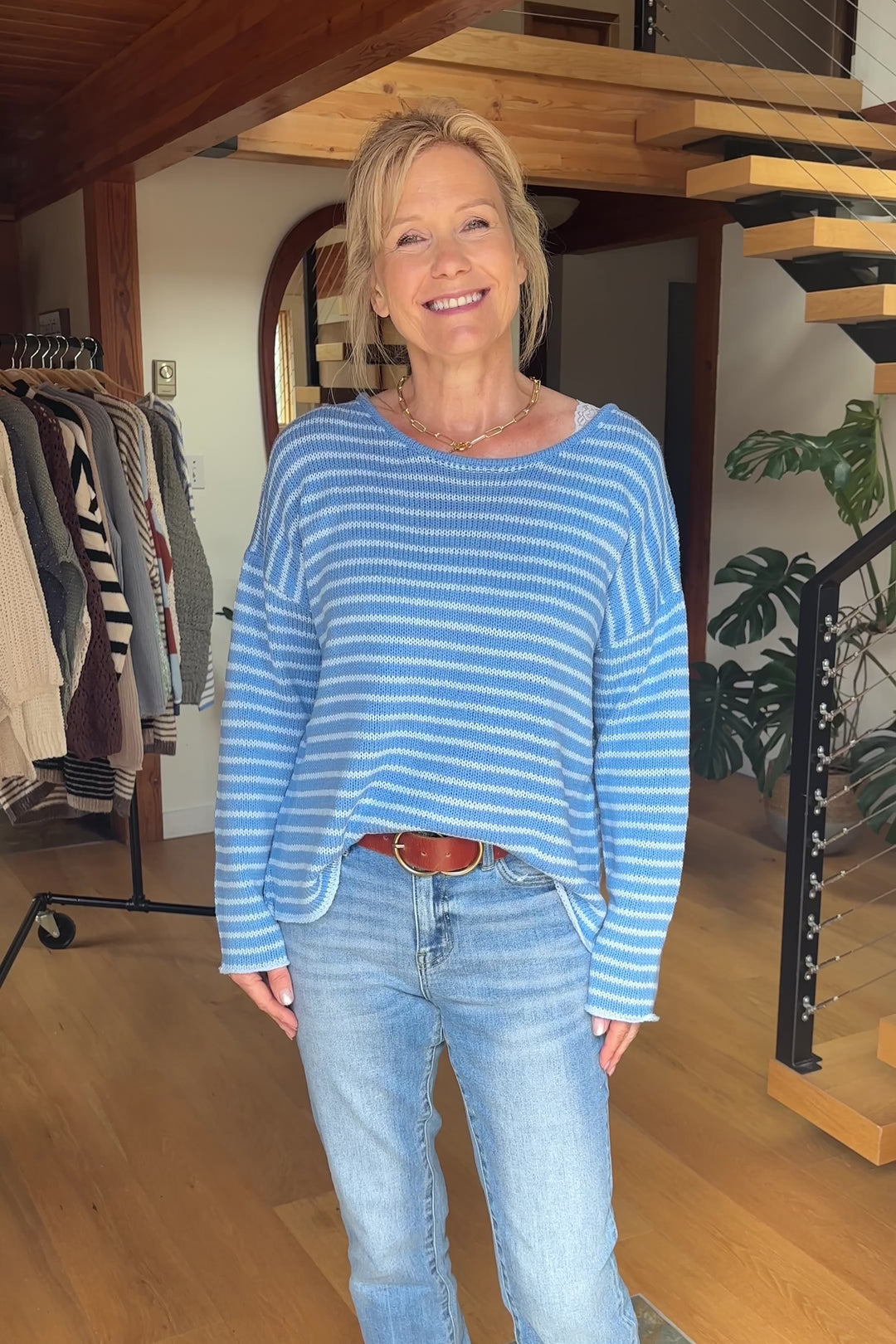My Cozy Seraphina Striped Sweater (Blue/Grey)