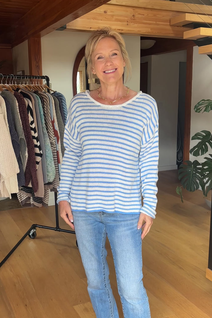 My Cozy Seraphina Striped Sweater (Cream/Sky Blue)