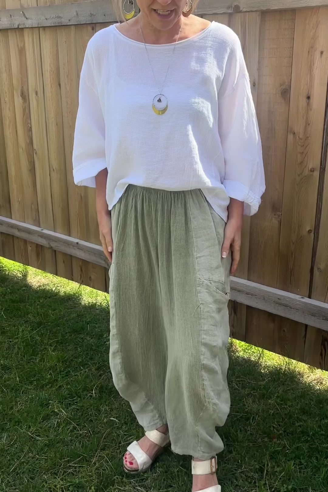 Meo Linen Barrel Pant (Olive)