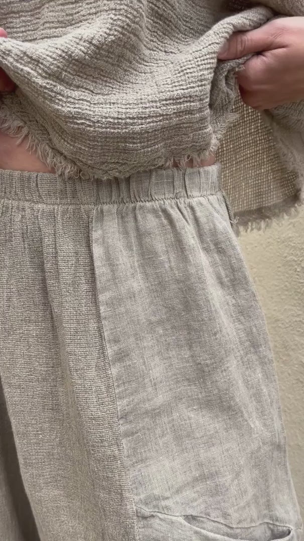 Meo Linen Barrel Pant (Taupe)