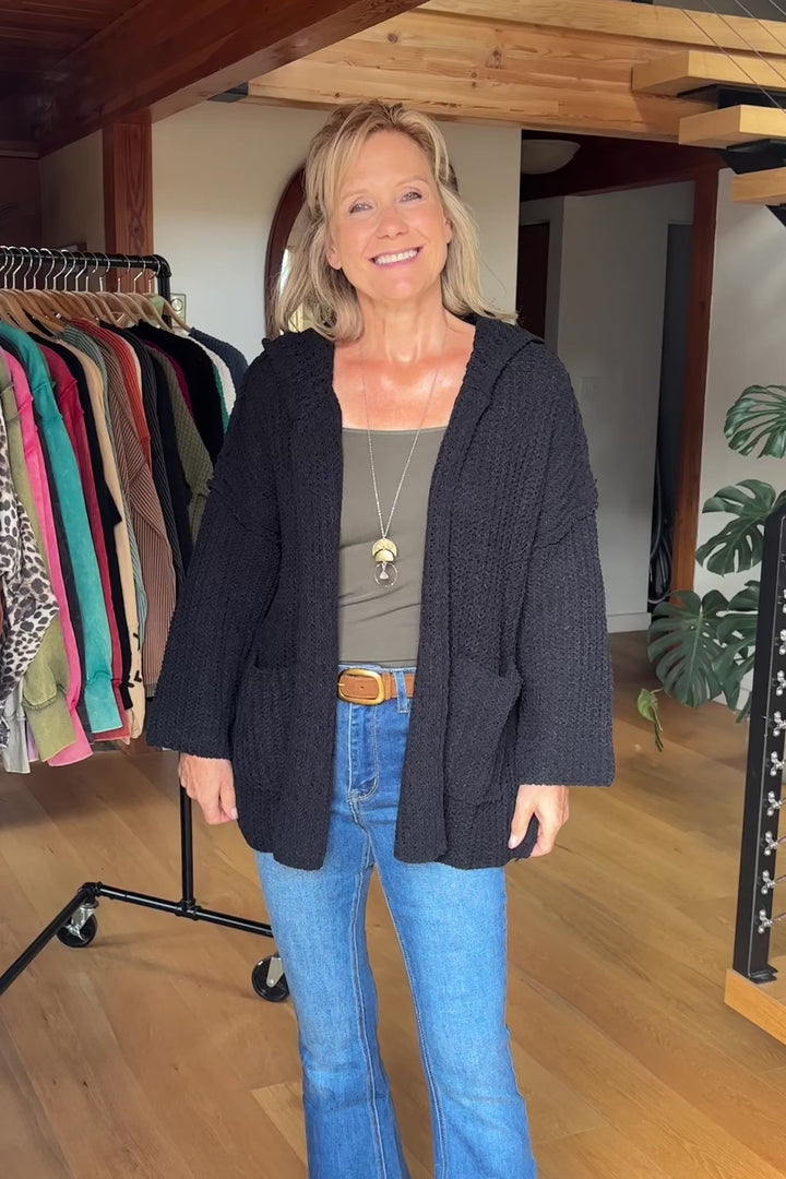 My Cozy Chenille Knit Cardigan (Black)
