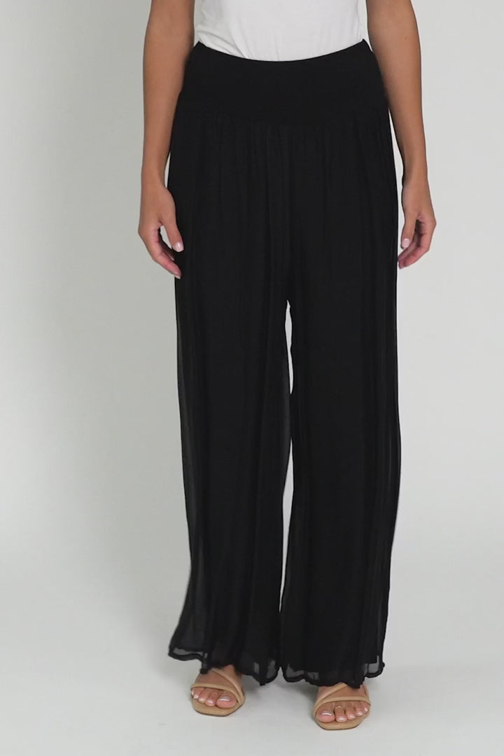 Meo Silk High Rise Pants (Black)