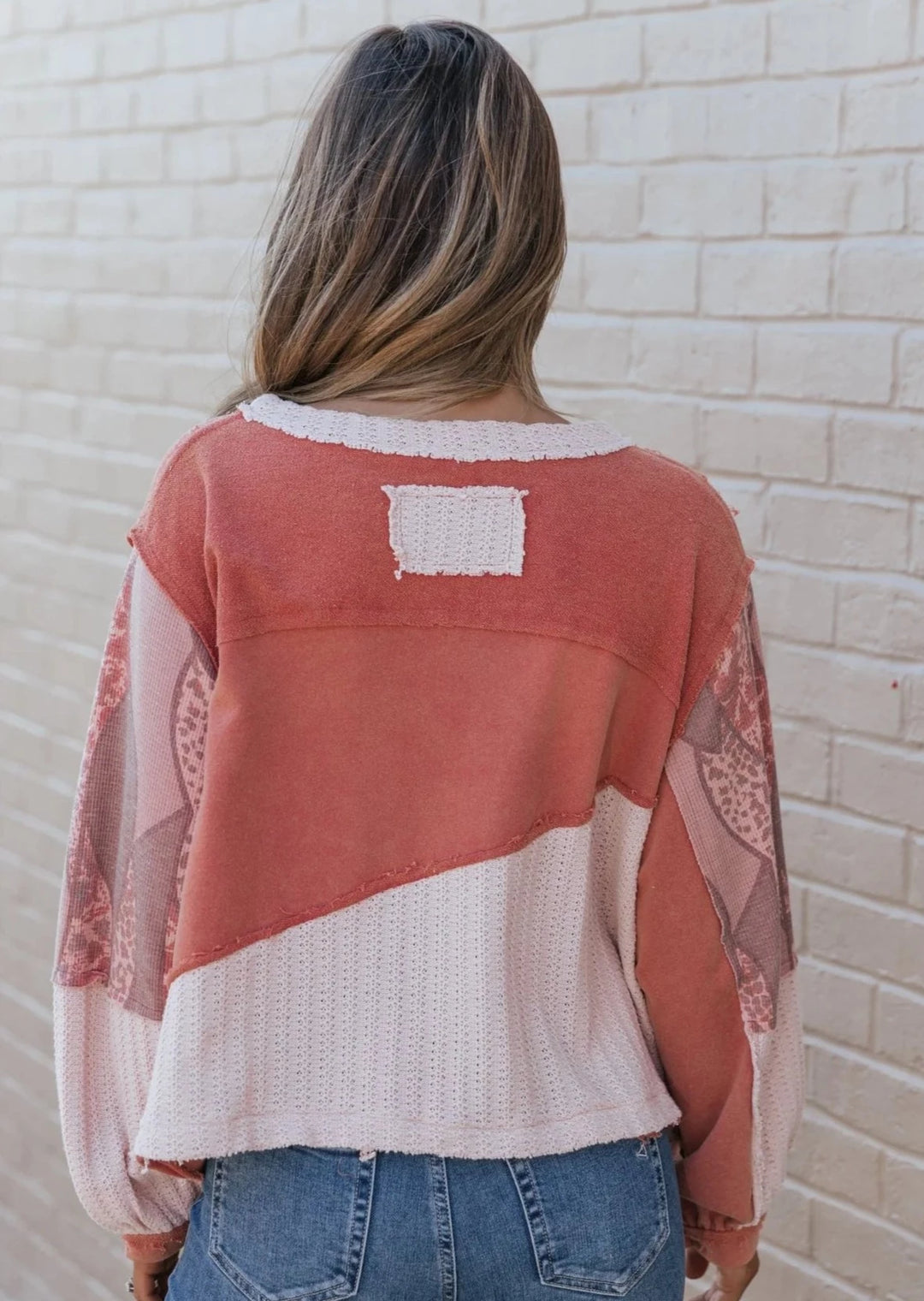 POL French Terry Peace Sweater (Dried Red)