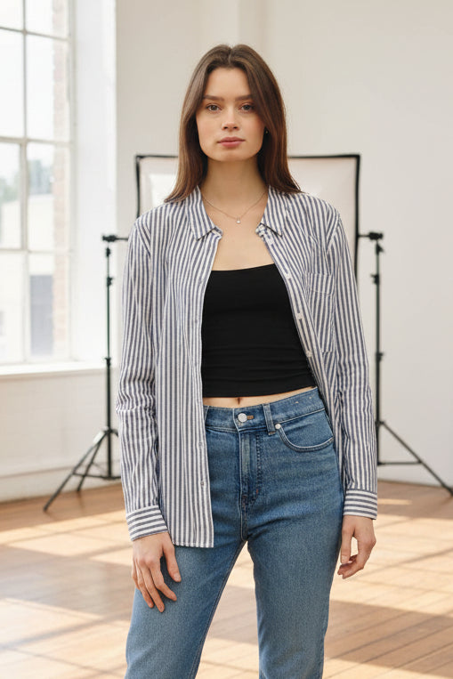 Be Cool Striped Collared Shirt